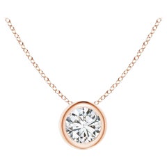 ANGARA Natural Round 0.25ct Diamond Solitaire Pendant in 14K Rose Gold