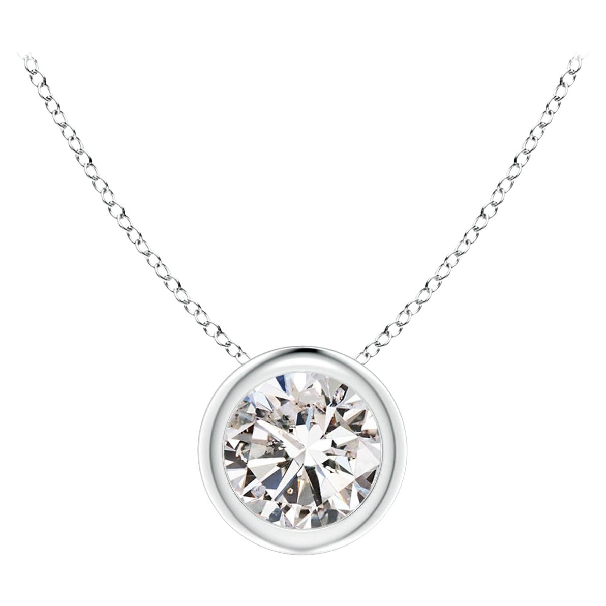 ANGARA Natural Round 0.5ct Diamond Solitaire Pendant in 14K White Gold