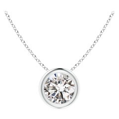 ANGARA Natural Round 0.5ct Diamond Solitaire Pendant in 14K White Gold