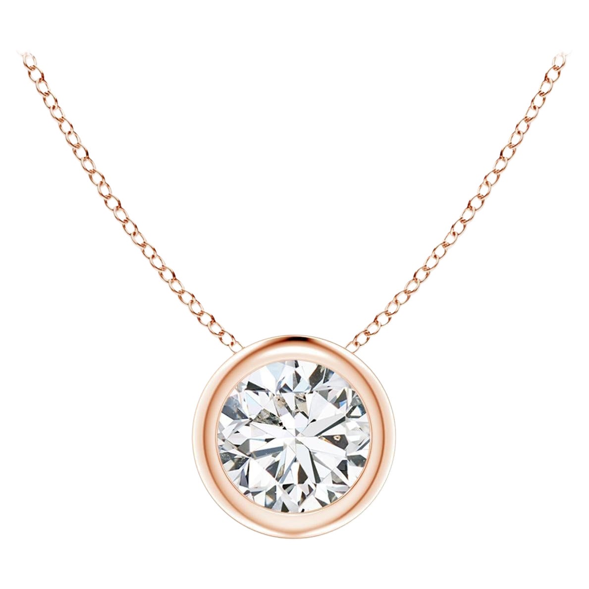 ANGARA Natural Round 0.5ct Diamond Solitaire Pendant in 14K Rose Gold For Sale