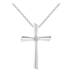 ANGARA Natural Solitaire 0.1cttw Diamond Cross Pendant in Platinum for Women