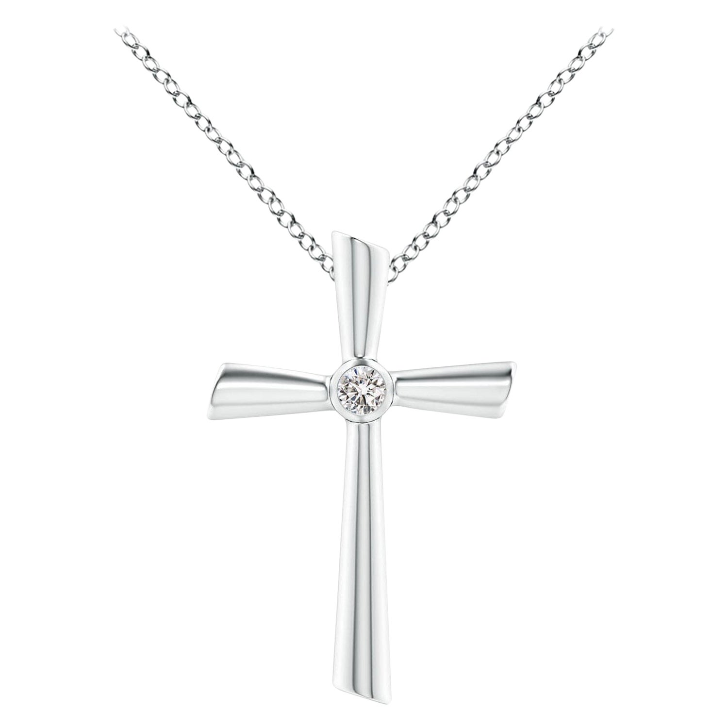 ANGARA Natural Solitaire 0.1cttw Diamond Cross Pendant in Platinum for Women