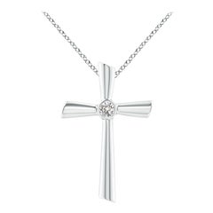 ANGARA Pendentif croix solitaire naturelle en platine avec diamants de 0,2 carat  pour les femmes