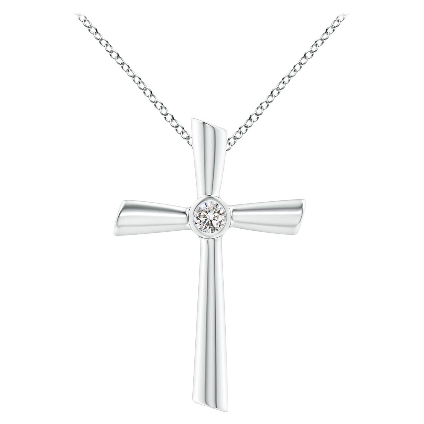 ANGARA Natural Solitaire 0.2cttw Diamond Cross Pendant in Platinum  for Women