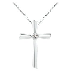 ANGARA Natural Solitaire 0.2cttw Diamond Cross Pendant in Platinum  for Women
