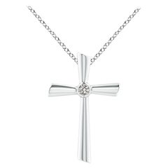 ANGARA Natural Solitaire 0.1cttw Diamond Cross Pendant in Platinum for Women