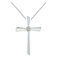 ANGARA Pendentif croix solitaire naturelle en platine avec diamants de 0,2 carat poids total