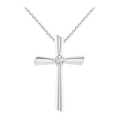 ANGARA Natural Solitaire 0.2cttw Diamond Cross Pendant in 14K White Gold