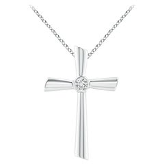 ANGARA Natural Solitaire 0.2cttw Diamond Cross Pendant in 14K White Gold