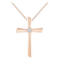 ANGARA Natural Solitaire 0.2cttw Diamond Cross Pendant in 14K Rose Gold