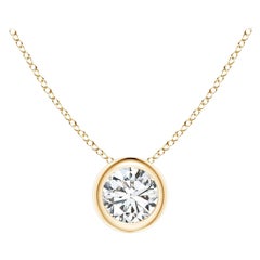 ANGARA Natural Round 0.25ct Diamond Solitaire Pendant in 14K Yellow Gold