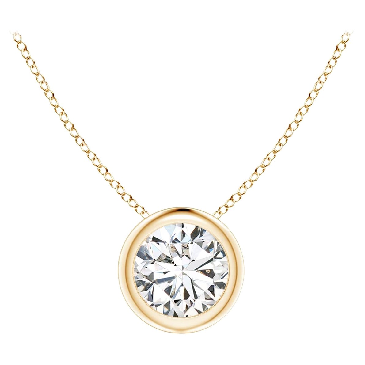ANGARA Natural Round 0.5ct Diamond Solitaire Pendant in 14K Yellow Gold