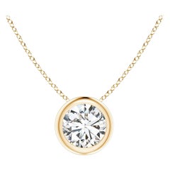 ANGARA Natural Round 0.5ct Diamond Solitaire Pendant in 14K Yellow Gold
