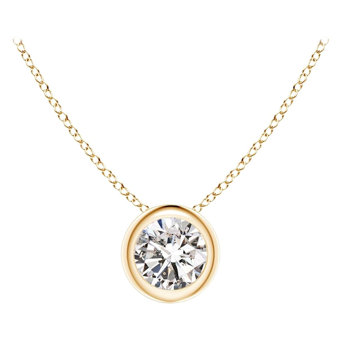 ANGARA Natural Round 0.25ct Diamond Solitaire Pendant in 14K Yellow Gold