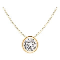 ANGARA Natural Round 0.25ct Diamond Solitaire Pendant in 14K Yellow Gold