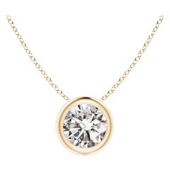 ANGARA Natural Round 0.5ct Diamond Solitaire Pendant in 14K Yellow Gold