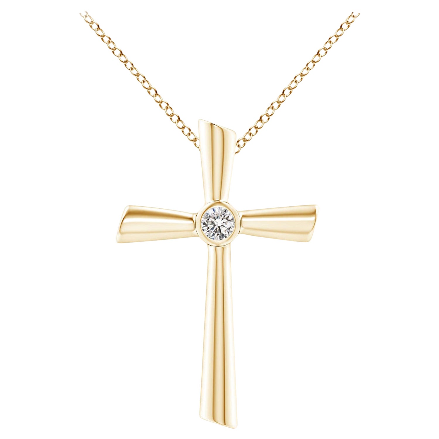 ANGARA Natural Solitaire 0.2cttw Diamond Cross Pendant in 14K Yellow Gold