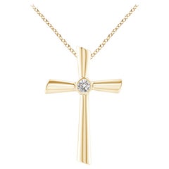 ANGARA Natural Solitaire 0.2cttw Diamond Cross Pendant in 14K Yellow Gold