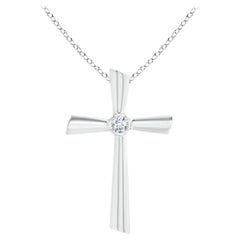 ANGARA Natural Solitaire 0.1cttw Diamond Cross Pendant in Platinum for Women