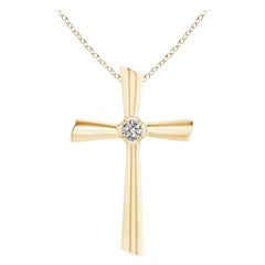 ANGARA Natural Solitaire 0.2cttw Diamond Cross Pendant in 14K Yellow Gold