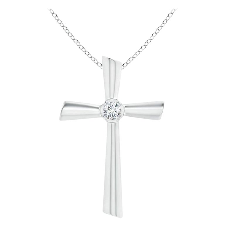 ANGARA Natural Solitaire 0.2cttw Diamond Cross Pendant in Platinum for Women