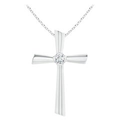 ANGARA Natural Solitaire 0.2cttw Diamond Cross Pendant in Platinum for Women