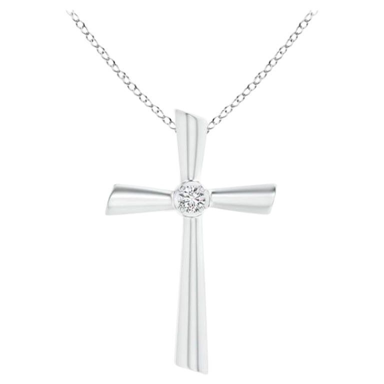 ANGARA Natural Solitaire 0.1cttw Diamond Cross Pendant in Platinum for Women