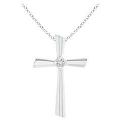 ANGARA Natural Solitaire 0.1cttw Diamond Cross Pendant in Platinum for Women