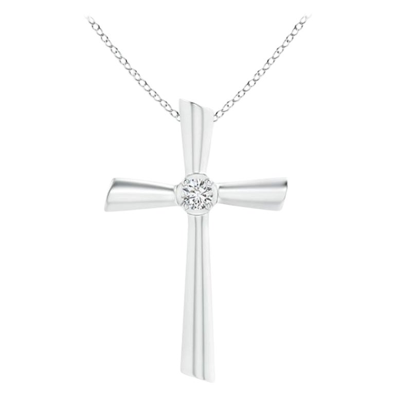 ANGARA Natural Solitaire 0.2cttw Diamond Cross Pendant in Platinum for Women