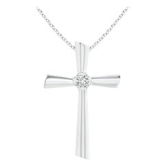 ANGARA Natural Solitaire 0.2cttw Diamond Cross Pendant in Platinum for Women