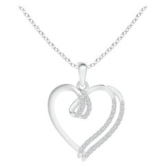 ANGARA Natural 0.1cttw Diamond Double Layered Heart Pendant in Platinum