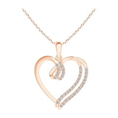 ANGARA Natürlicher 0,25cttw Diamant-Doppellagiger Herzanhänger aus 14K Roségold mit Diamanten