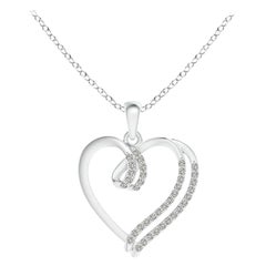 ANGARA Natürlicher 0,1cttw Diamant-Doppellagiger Herzanhänger aus Platin