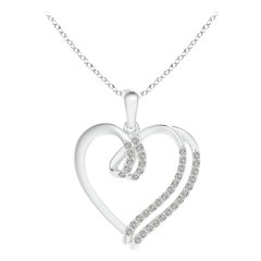 ANGARA Colgante de corazón de doble capa con diamante natural de 0,25 ctw en platino