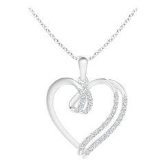 ANGARA Natürlicher 0,25cttw Diamant-Doppellagiger Herzanhänger aus 14K Weißgold mit Diamanten