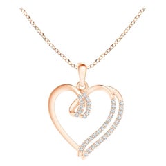ANGARA Natürlicher 0,1cttw Diamant-Doppellagiger Herzanhänger aus 14K Roségold