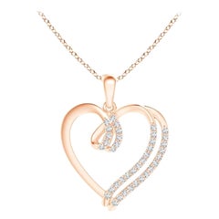 ANGARA Natürlicher 0,25cttw Diamant-Doppellagiger Herzanhänger aus 14K Roségold mit Diamanten