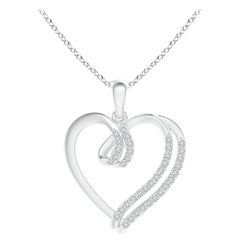 ANGARA Natürlicher 0,25cttw Diamant-Doppellagiger Herzanhänger aus 14K Weißgold mit Diamanten