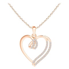 ANGARA Colgante de corazón de doble capa con diamante natural de 0,1 ctw en oro rosa de 14 quilates