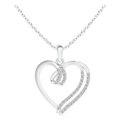 ANGARA Natural 0.1cttw Diamond Double Layered Heart Pendant in 14K White Gold