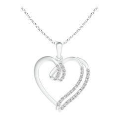 ANGARA Natural 0.25cttw Diamond Double Layered Heart Pendant in 14K White Gold