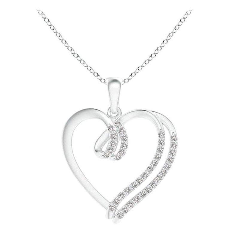 ANGARA Natürlicher 0,25cttw Diamant-Doppellagiger Herzanhänger aus 14K Weißgold mit Diamanten