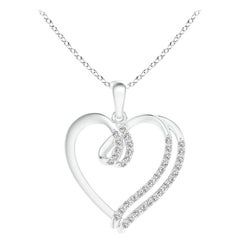 ANGARA Natürlicher 0,25cttw Diamant-Doppellagiger Herzanhänger aus 14K Weißgold mit Diamanten