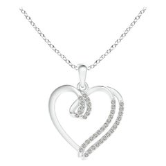 ANGARA Natural 0.1cttw Diamond Double Layered Heart Pendant in 14K White Gold
