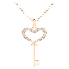 ANGARA Natürlicher Pave-Set 0,13cttw Diamant-Herz-Schlüssel-Anhänger aus 14K Roségold