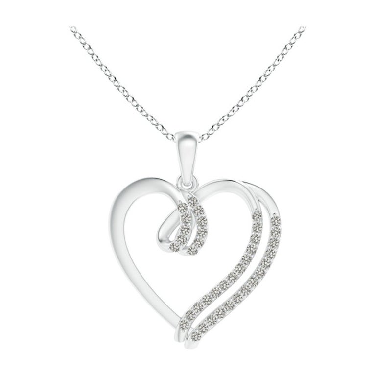 ANGARA Natural 0.25cttw Diamond Double Layered Heart Pendant in 14K White Gold