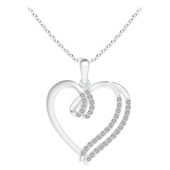 ANGARA Natürlicher 0,25cttw Diamant-Doppellagiger Herzanhänger aus 14K Weißgold mit Diamanten