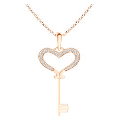 ANGARA Natürlicher Pave-Set 0,13cttw Diamant-Herz-Schlüssel-Anhänger aus 14K Roségold