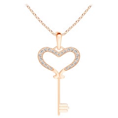 ANGARA Natürlicher Pave-Set 0,13cttw Diamant-Herz-Schlüssel-Anhänger aus 14K Roségold