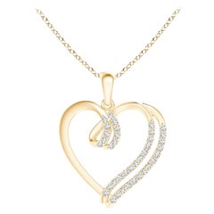 ANGARA Natürlicher 0,25cttw Diamant-Doppellagiger Herzanhänger aus 14K Gelbgold mit Diamanten